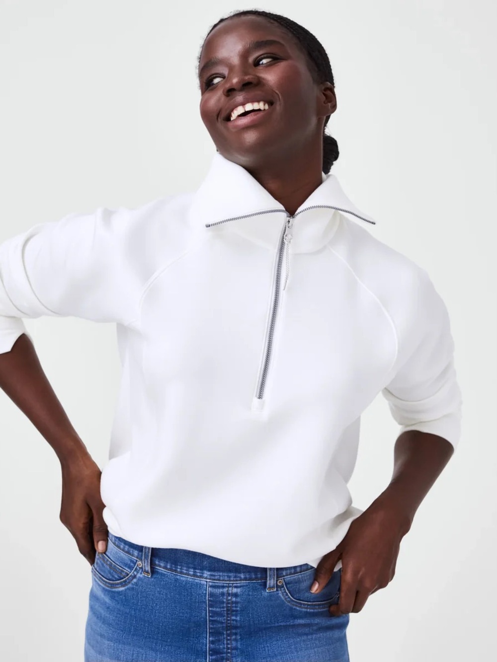 SPANX Air Essentials White Quarterzip XS